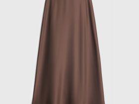 Атласная юбка миди А-силуэта, Коричневый