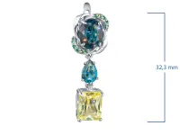 Серьги из серебра с топазами, фианитами и цитринами э0681сг01260380