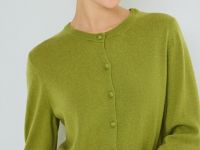 Укороченный кардиган на пуговицах с кашемиром, Зеленый