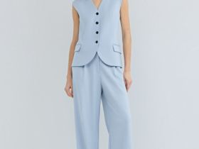 Прямые классические брюки, Голубой