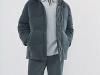 Утеплённая куртка с капюшоном из фактурной ткани, Серый