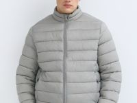 Утеплённая лёгкая куртка с воротником-стойкой, Бежевый