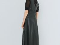 Платье А-силуэта из искусственной кожи, Черный