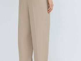Зауженные брюки с поясом, Бежевый