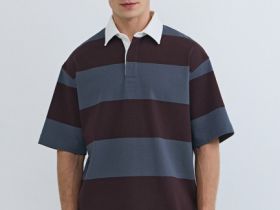 Поло в полоску из хлопка, Фиолетовый