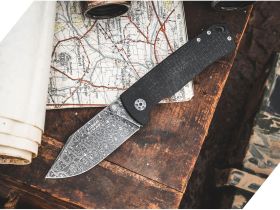 Складной нож Boker Tiger, сталь дамаск, рукоять микарта/сталь