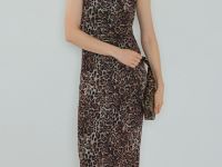 Платье из сетки с леопардовым принтом, Бежевый