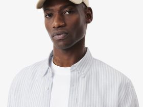 Мужская льняная рубашка Lacoste в полоску