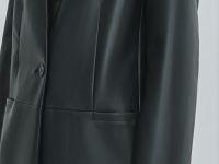 Однобортный жакет из искусственной кожи, Черный