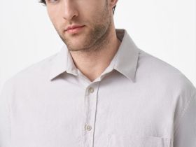 Рубашка из ткани оксфорд с коротким рукавом, Бежевый