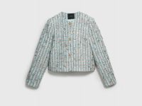 Укороченный твидовый жакет, Зеленый