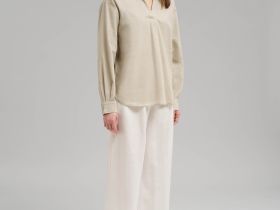 Свободная рубашка изо льна и хлопка