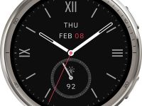 Умные часы Amazfit Active 2R Premium Серебристые, с чёрным и красным ремешком