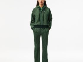 Женские расклешенные спортивные брюки Lacoste с монограммой
