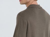 Вязаное поло с коротким рукавом, Коричневый