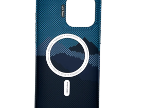 Чехол-накладка Keephone Seanova Magsafe для Apple iPhone 16 Pro пластиковый шахматное плетение/узор черно-синий