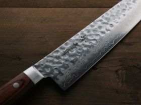 Поварской кухонный шеф-нож Sakai Takayuki 24 см, сталь VG-10 в обкладках из дамасской стали, рукоять махагон