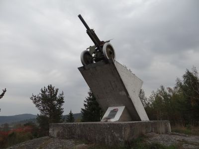 Памятник советским воинам-освободителям (пушка), установленный в честь 25-летия освобождения Карелии от немецко-фаш. захватчиков