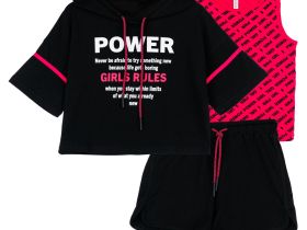 Комплект трикотажный для девочек: майка, шорты, фуфайка (футболка)