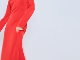 Сатиновое платье с завязками на спине, Красный