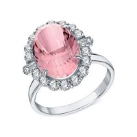 Серебряное кольцо с фианитами и ситаллом