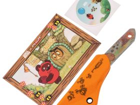 Нож N.C.Custom Киридаши Винни-Пух #1, сталь AUS-8, ножны оранжевый Kydex