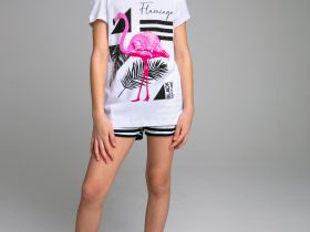 Комплект трикотажный для девочек: фуфайка (футболка), шорты