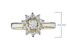 Классическое кольцо из желтого золота с бриллиантами э0301кц07153800