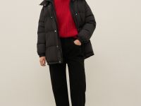 Пуховик с воротником-стойкой