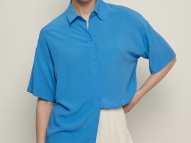 Блузка свободного кроя с коротким рукавом