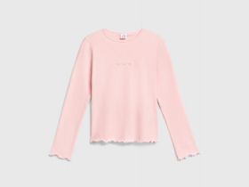 Лонгслив в рубчик для девочек, Розовый