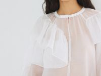 Блузка из лиоцелла с рюшами, Белый