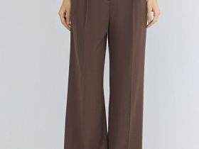 Широкие брюки со складками, Коричневый