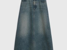 Расклёшенная джинсовая юбка миди, Синий