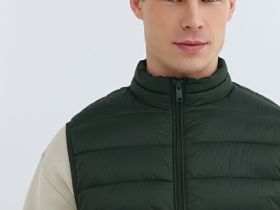 Ультралёгкий жилет с воротником-стойкой, Зеленый