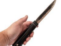 Нож Северный средний, сталь Х12МФ, черный граб, с окованным долом