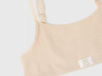Топ в рубчик с нашивкой для девочек, 2 шт., Бежевый