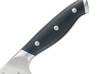 Нож кухонный Сантоку Okroshka Tartar 15.5 см, сталь 5cr15mov, рукоять сталь/пластик, черный