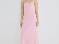 Платье макси на тонких бретелях, Розовый