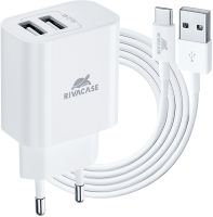 Зарядное устройство Rivacase PS4001 WD3 USB/USB с кабелем USB-C 12 Вт Белое