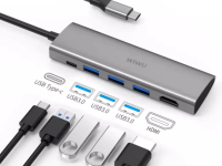 Адаптер Wiwu Alpha USB-C 5 в 1 на USB 3.0*2/HDMI/PD/3.5 (M X Pro) (Grey)
