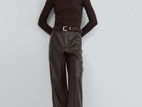 Лонгслив в рубчик, Коричневый