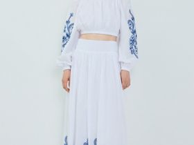 Укороченная блузка с открытыми плечами, Белый