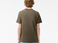 Мужская футболка Lacoste с воротником в полоску из эластичного хлопка