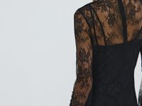 Кружевное платье с длинными рукавами, Черный