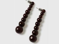 Длинные серьги с бусинами, Коричневый