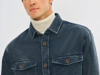 Рубашка из вельвета с эффектом стирки, Синий