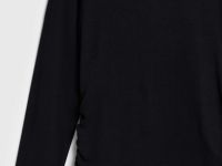 Лонгслив в рубчик с завязками для девочек, Черный