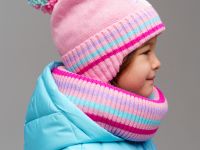 Комплект трикотажный для девочек: шапка, снуд