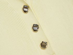 Платье в рубчик с воротником поло, Желтый